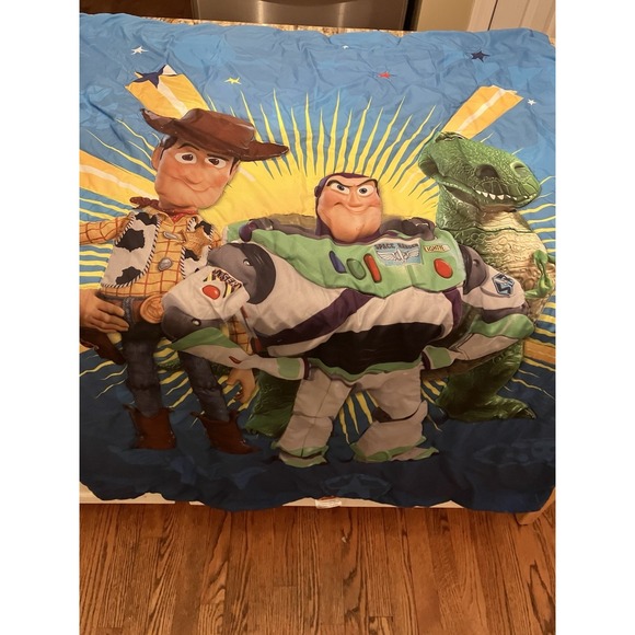 Disney TOY STORY Woody Buzz Lightyear Rex Twin Comforter BeddingToddler Blue